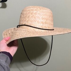 Woven Straw Sun Hat with Chin Strap